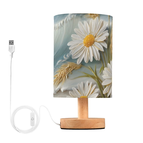 Daisies Shells Wheat on Beach Table Lamp with USB Port LED Warm Light Lamp Night Light Home Decor