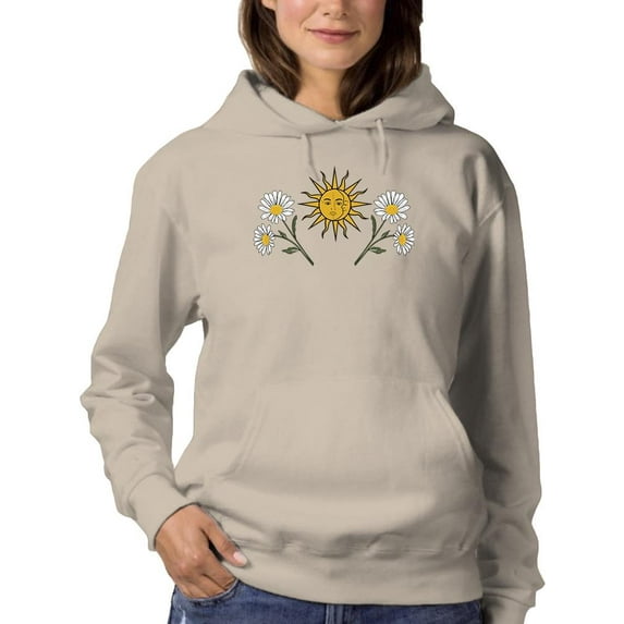 Daisies, Sun And Moon Art Hoodie Women -Image by Shutterstock, Female 3X-Large