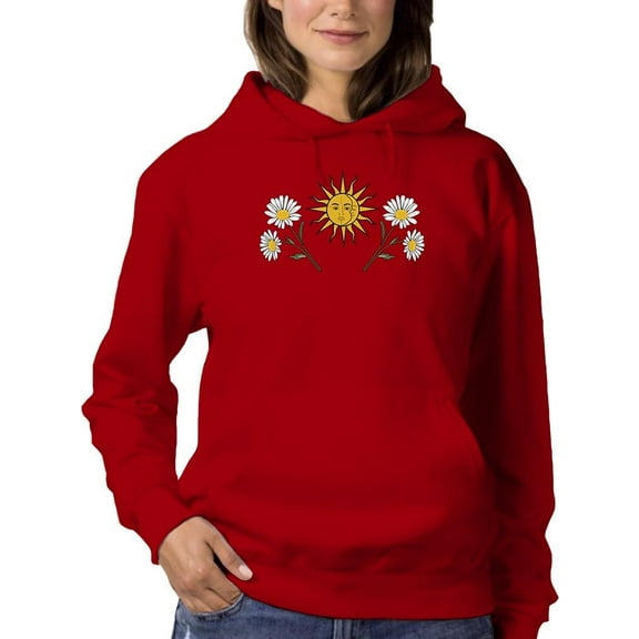 Daisies, Sun And Moon Art Hoodie Women -Image by Shutterstock, Female 3X-Large
