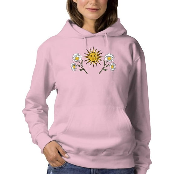 Daisies, Sun And Moon Art Hoodie Women -Image by Shutterstock, Female 5X-Large