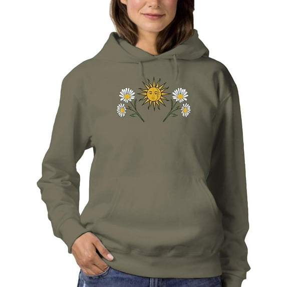 Daisies, Sun And Moon Art Hoodie Women -Image by Shutterstock, Female Large