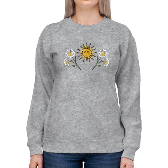 Daisies, Sun And Moon Art Sweatshirt Women -Image by Shutterstock, Female Medium
