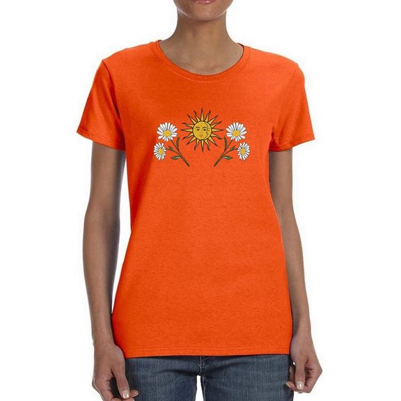 Daisies, Sun And Moon Art T-Shirt Women -Image by Shutterstock, Female Large