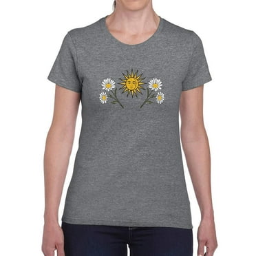 Daisies, Sun And Moon Art T-Shirt Women -Image by Shutterstock, Female Small