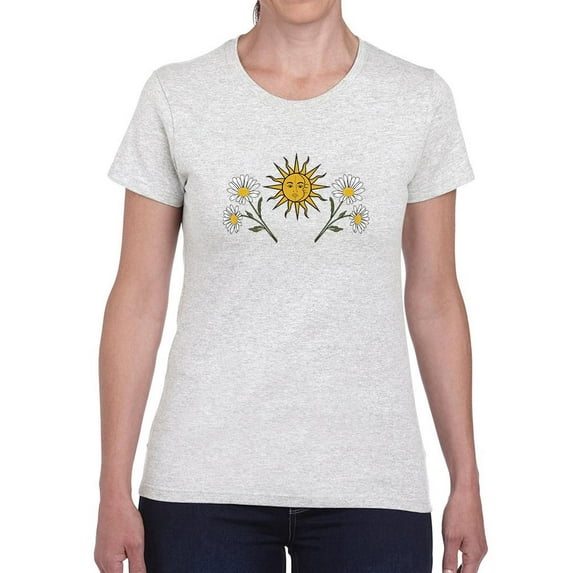 Daisies, Sun And Moon Art T-Shirt Women -Image by Shutterstock, Female x-Large