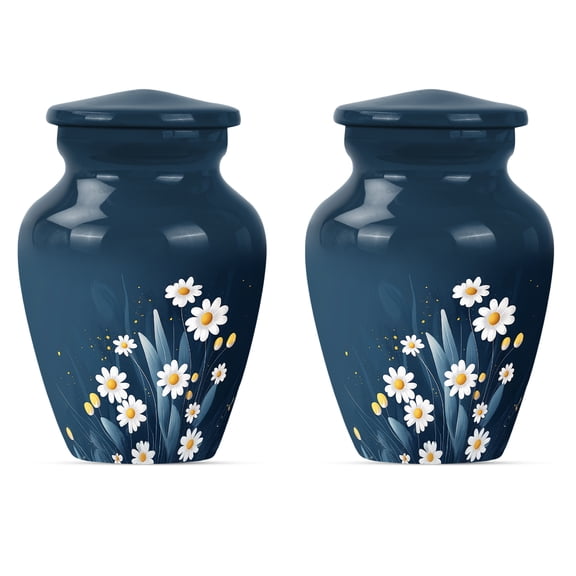 Daisies Urn, Small Urn for Ashes Keepsake, Cremation Urns for Human Ashes, Urn for Ashes for Women, Mini Urns for Human Ashes, Burial Urns for Humans (Size - 3inch, 2 Pcs)