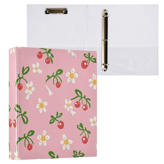 Daisies and Bow Pattern 3 Ring Hardcover Binders 1.5in Round Rings for Letter-Size Folder Paper Organizer Pockets for Office Student Recipe