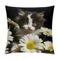 Daisies and Dog，Printed Throw Pillow Cushion Covers Used for Sofa, Bed