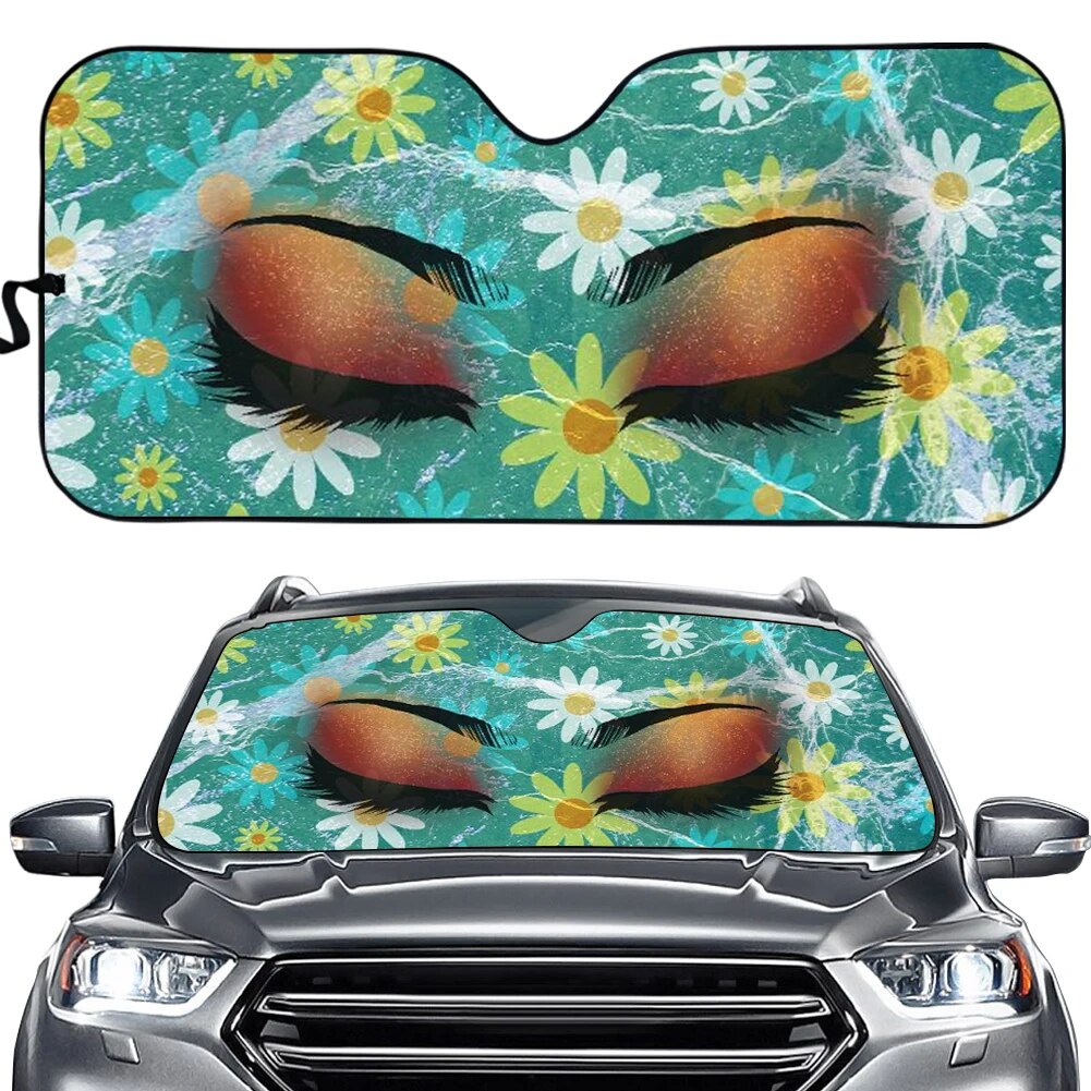 Daisies and Eyes 3D Print Universal Heat Reflector Foldup Sunshade for