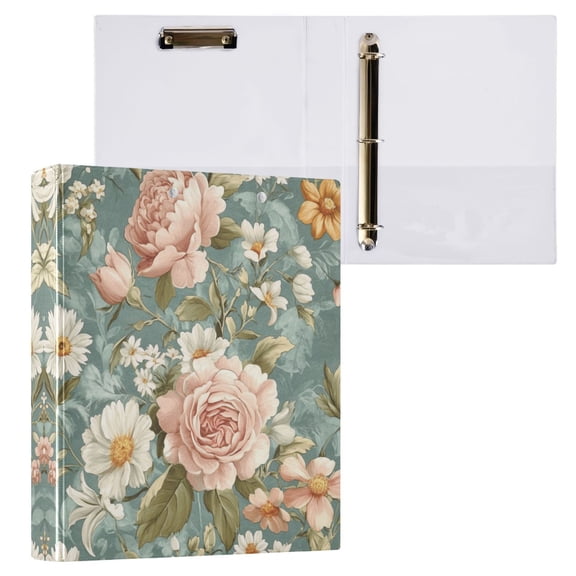 Daisies and Lilies 3 Ring Hardcover Binders 1.5in Round Rings for Letter-Size Folder Paper Organizer Pockets for Office Student Recipe