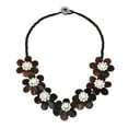 thumbnail image 1 of Daisies in Full Bloom Dark Brown and White Linked Flowers of Shell Necklace, 1 of 4