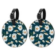 thumbnail image 1 of Daisy 2pcs PU Leather Round Bag Tags Suitcase Handbag Tags with Privacy Cover and Name ID Tag for Travel Luggage, Handbags, Backpacks, School Bags, 1 of 6