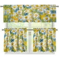 Daisy 3 Piece Kitchen Curtains and Valances Set Farmhouse Style Tier