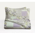 thumbnail image 1 of Chezmoi Collection Daisy 3-Piece Printed Patchwork Quilt Set, Purple Butterfly Botanical Candy Stripe Checkered Coverlet, Pre-Washed Microfiber Lightweight Reversible Bedspread, Queen Size, 1 of 8