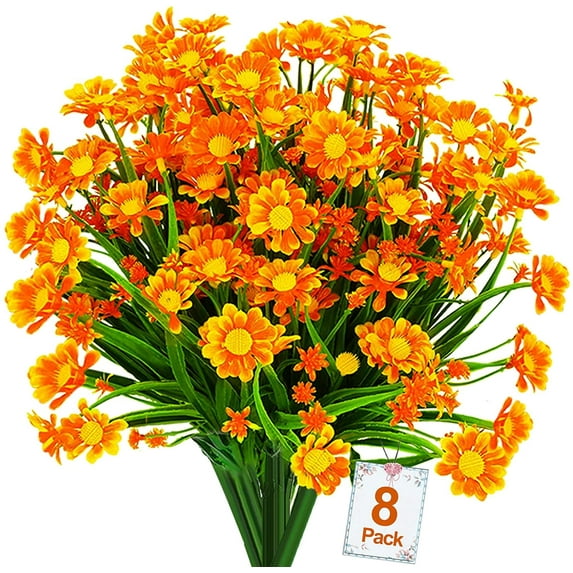 Daisy (376 Head) Artificial Flowers for Outdoor Summer Decor UV Resistant Fake Flowers Faux Plastic Greenery Shrub Plant for Wedding Indoor Home Porch Box Cemetery Décor(Color)