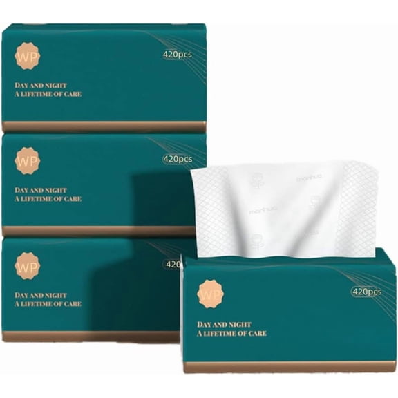 Daisy 4 Ply Soft Tissues - No Fluorescent Agent, Native Wood Pulp Production - 420 Sheets per Box, Suitable for Home, Office and School Use (6 Packs, 2520 Sheets)