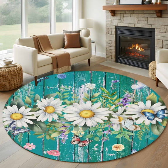 Daisy 8' Round Rug for Open Concept Living Room Seating Zone ...