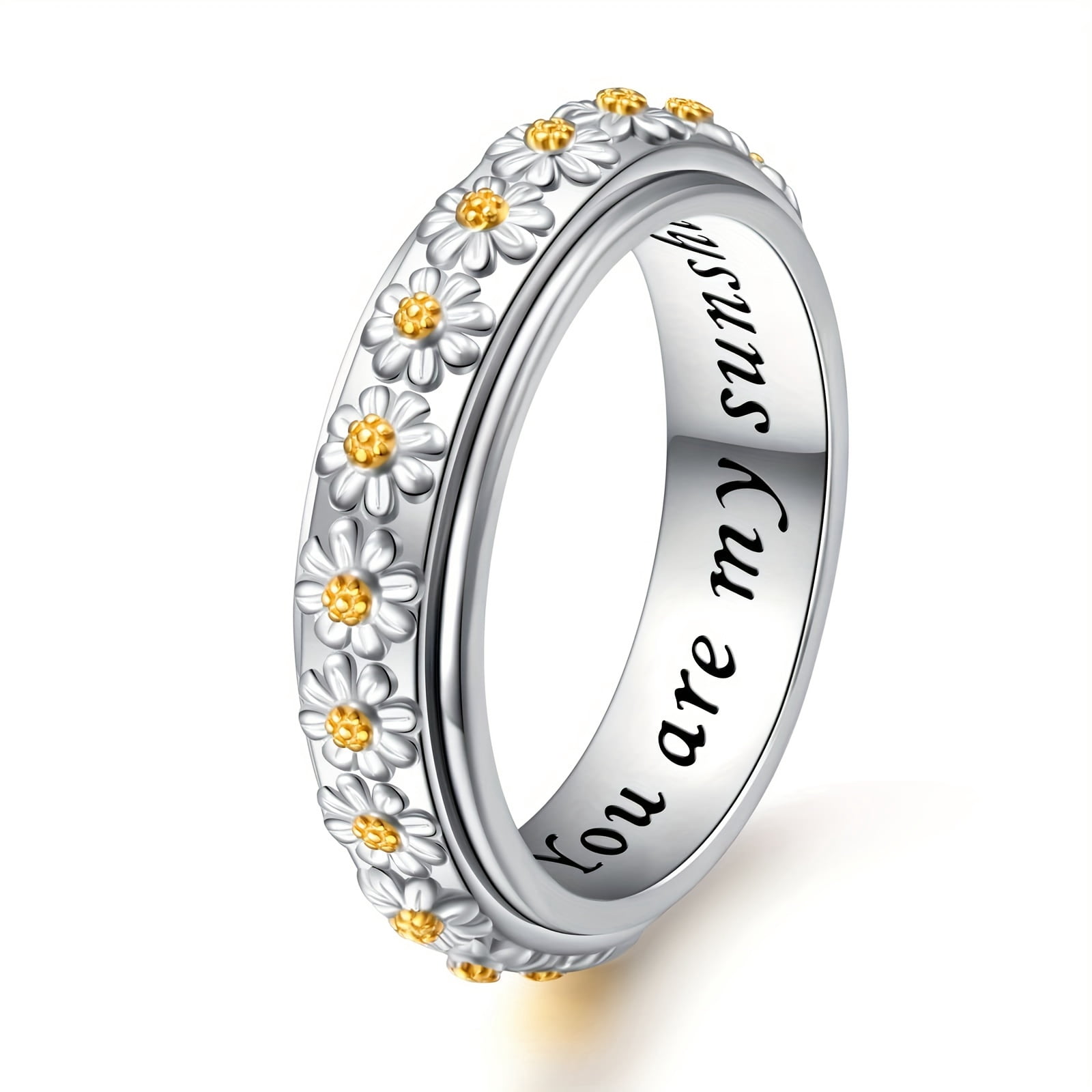 Daisy Anxiety Relieve Spinner Rings You Are My Sunshine Flower Fidget ...