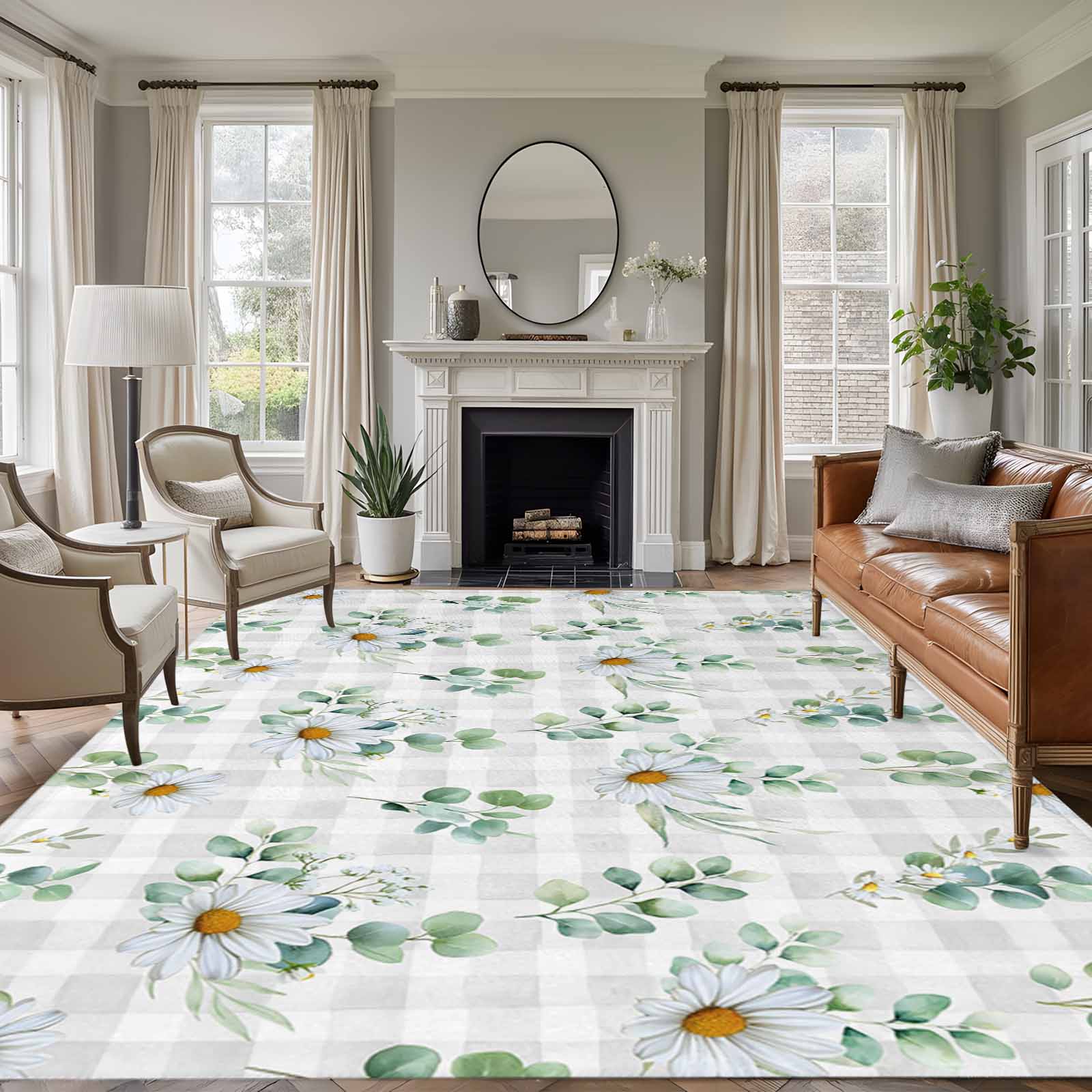 Dee Rugs Daisy Area Rugs 8'x10', Washable Small Throw Rugs for Living Room Patio ...