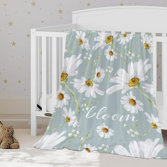 Daisy Baby Throw Blanket Small White Floral Blanket for Toddler Swaddle Pet Crib Kids Soft Fuzzy Plush Fleece Blankets Sunshine Spring Summer Flower Decorative Gift Blanket 30x40