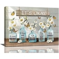 thumbnail image 1 of Daisy Bathroom Decor Wall Art Daisy Canvas Painting Prints Rustic Daisy Flower Bathroom Pictures for Wall It''s Okay Inspirational Quotes Modern Artwork Home Decor for Office Bedroom 16"x12", 1 of 6