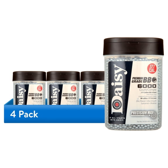 (4 pack) Daisy Precision Max Bb's 0.177 Caliber Bb Zinc Plated Steel, 6000ct.
