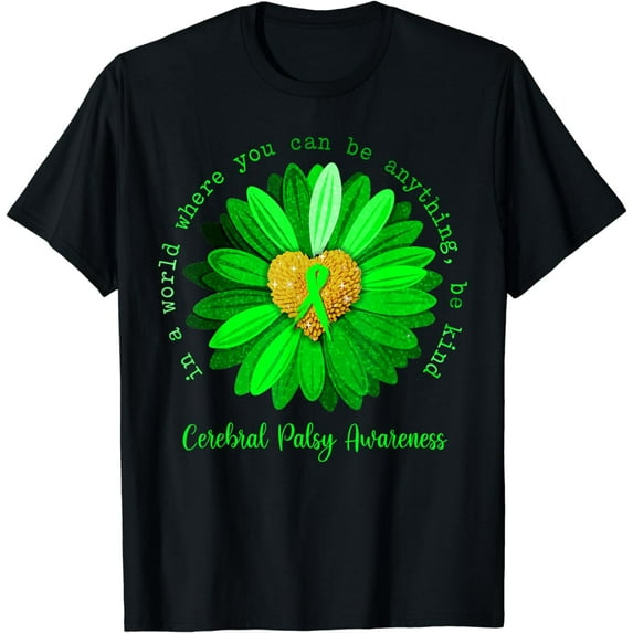 Daisy Be Kind Cerebral Palsy Awareness Green Ribbon T-Shirt