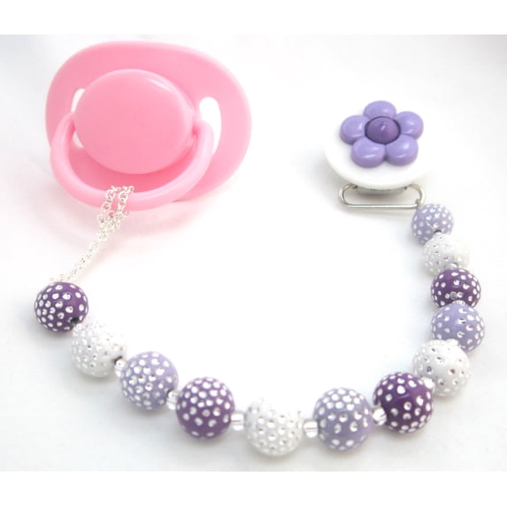 Daisy Beaded Pacifier Clip