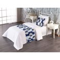 thumbnail image 1 of Daisy Bed Runner Set, Pop Art Inspired Modern Chamomile Flower Bicolored Design on Striped Back, Decorative Bedding Scarf & a Pillow Sham for Hotels Homes, Twin, Dark Lavender White, by Ambesonne, 1 of 3