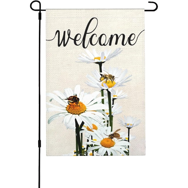 Gartenflagge „Welcome Summer“ – Biene & Sonnenblumen-Motiv, Doppelseitig, Wetterfest, 31 X 45 Cm