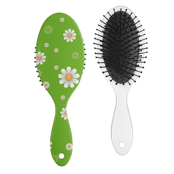 Daisy and Bee Illustration Hair Brush, Vintage Style Detangling Hairbrush with Artistic Rustic Daisy and Wildflowers Pattern, Suitable for All Hair Types