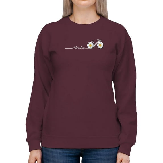 Daisy Bicycle Adventure Sweatshirt Women -Image by Shutterstock, Female Large