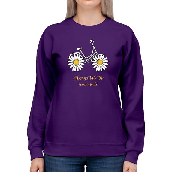 Daisy Bicycle Positive Quote Sweatshirt Women - Women Sweatshirt, Large