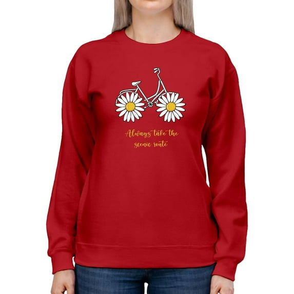 Daisy Bicycle Positive Quote Sweatshirt Women -Image by Shutterstock, Female x-Large