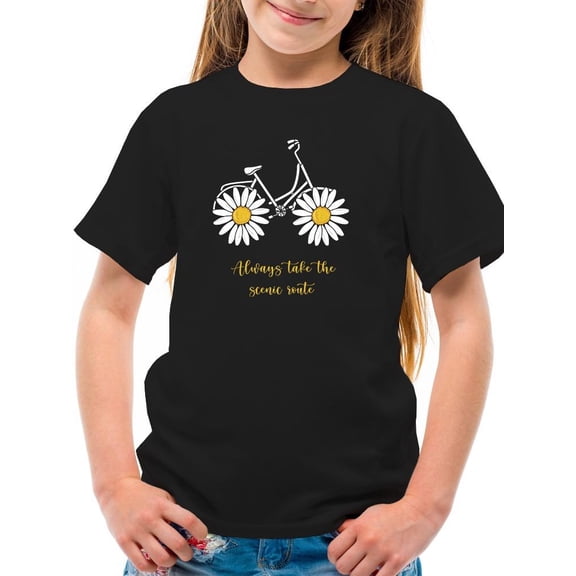 Daisy Bicycle Positive Quote T-Shirt Juniors -Image by Shutterstock,  Large