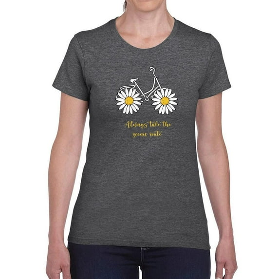 Daisy Bicycle Positive Quote T-Shirt Women -Image by Shutterstock, Female 3X-Large
