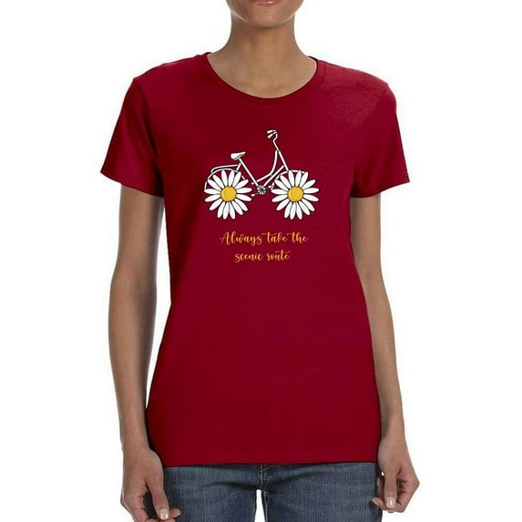 Daisy Bicycle Positive Quote T-Shirt Women -Image by Shutterstock, Female 5X-Large