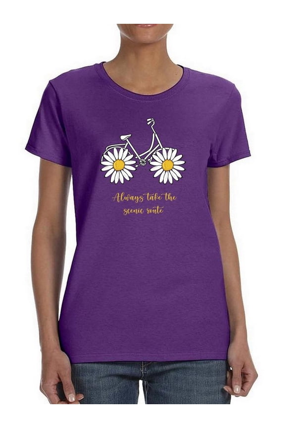 Daisy Bicycle Positive Quote T-Shirt Women -Image by Shutterstock, Female 5X-Large