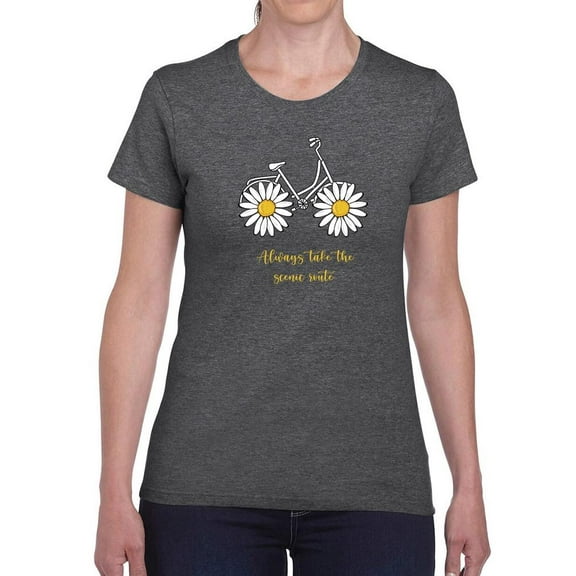 Daisy Bicycle Positive Quote T-Shirt Women -Image by Shutterstock, Female x-Large