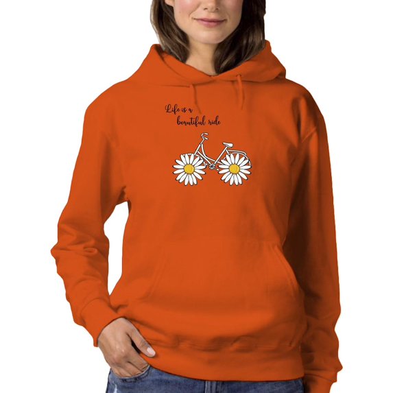 Daisy Bicycle Ride Hoodie Women -Image by Shutterstock, Female Large