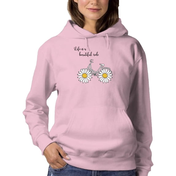 Daisy Bicycle Ride Hoodie Women -Image by Shutterstock, Female Medium