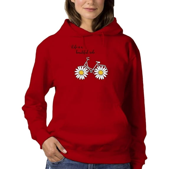 Daisy Bicycle Ride Hoodie Women -Image by Shutterstock, Female Small