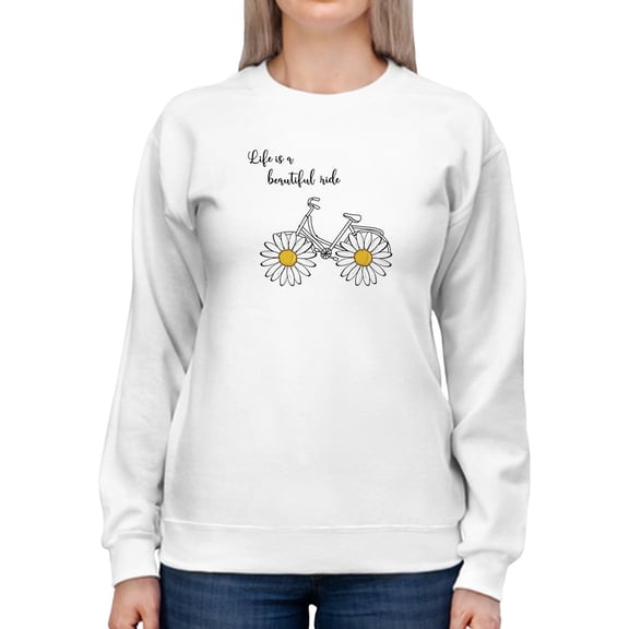 Daisy Bicycle Ride Sweatshirt Women -Image by Shutterstock, Female x-Large