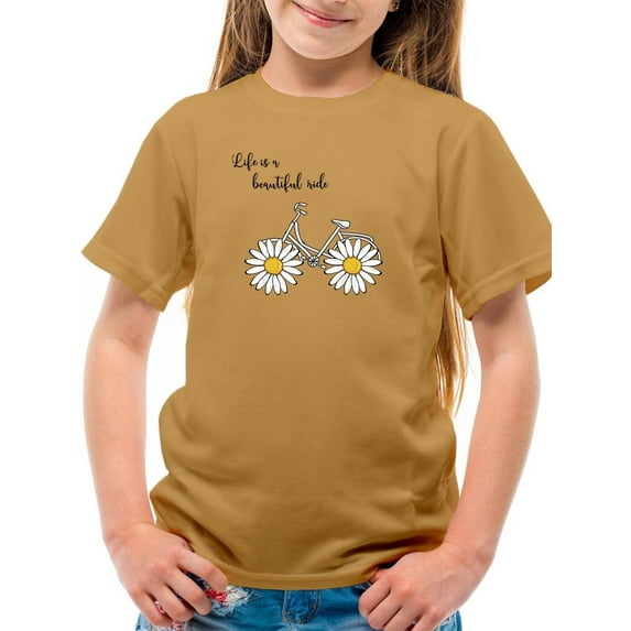 Daisy Bicycle Ride T-Shirt Juniors -Image by Shutterstock, Large