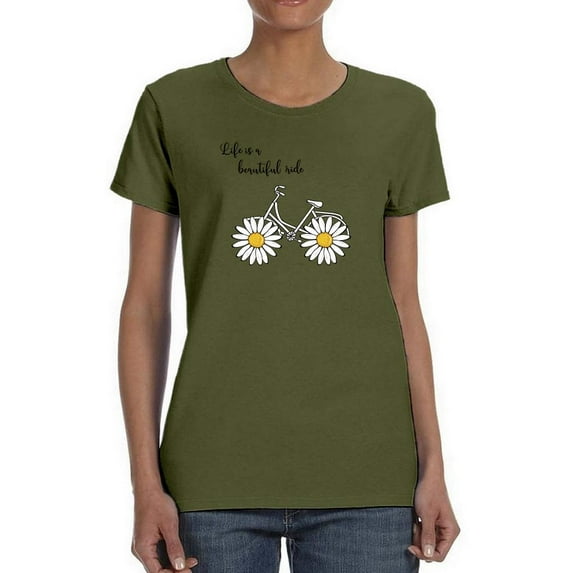 Daisy Bicycle Ride T-Shirt Women -Image by Shutterstock, Female 3X-Large