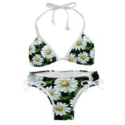 Daisy Bikini Set Swim Suit Detachable Sponge Adjustable Strap Two-Pack, Beach Pool Vacation Party.
