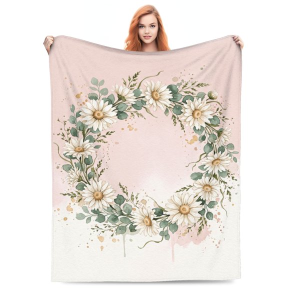 Daisy Blanket Daisies Flower Throw Blanket Ultra Soft Cozy Decorative Flannel Blanket for Home Bed Couch Sofa Room 50x40