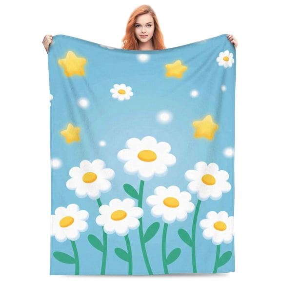 Daisy Blanket Daisy Throw Blanket Soft Warm Cozy Fuzzy Plush Flannel Daisy Flowers for Couch Sofa Bed 50x40