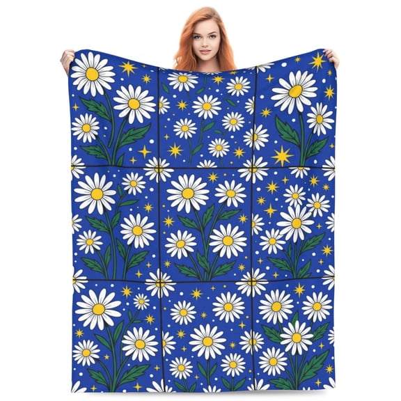 Daisy Blanket Daisy Throw Blanket Soft Warm Cozy Fuzzy Plush Flannel Daisy Flowers for Couch Sofa Bed 50x40