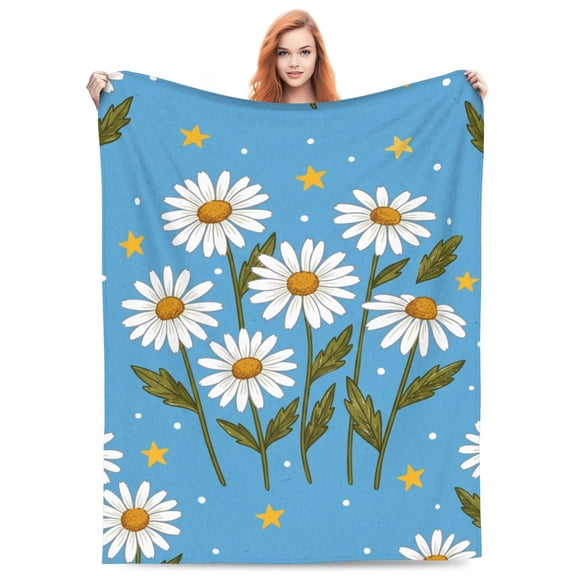Daisy Blanket Daisy Throw Blanket Soft Warm Cozy Fuzzy Plush Flannel Daisy Flowers for Couch Sofa Bed 50x40